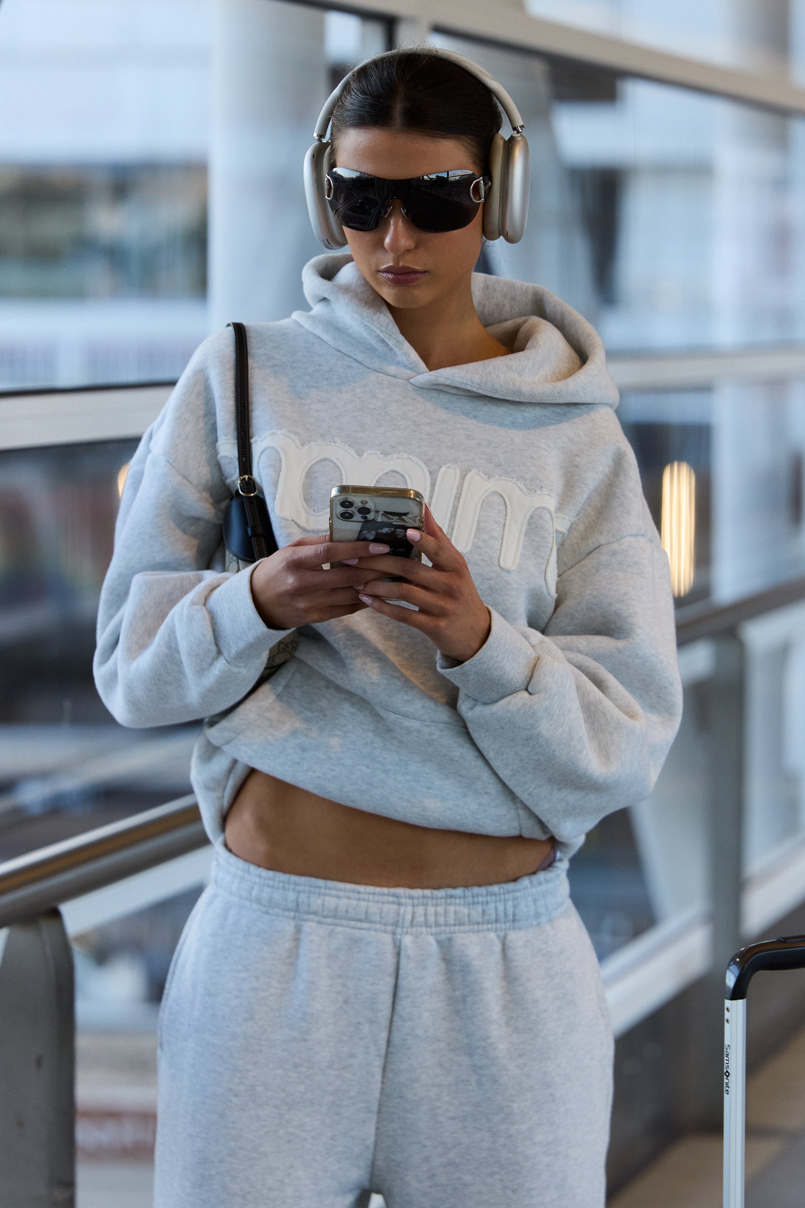 Headline Hood - Heather Grey and White