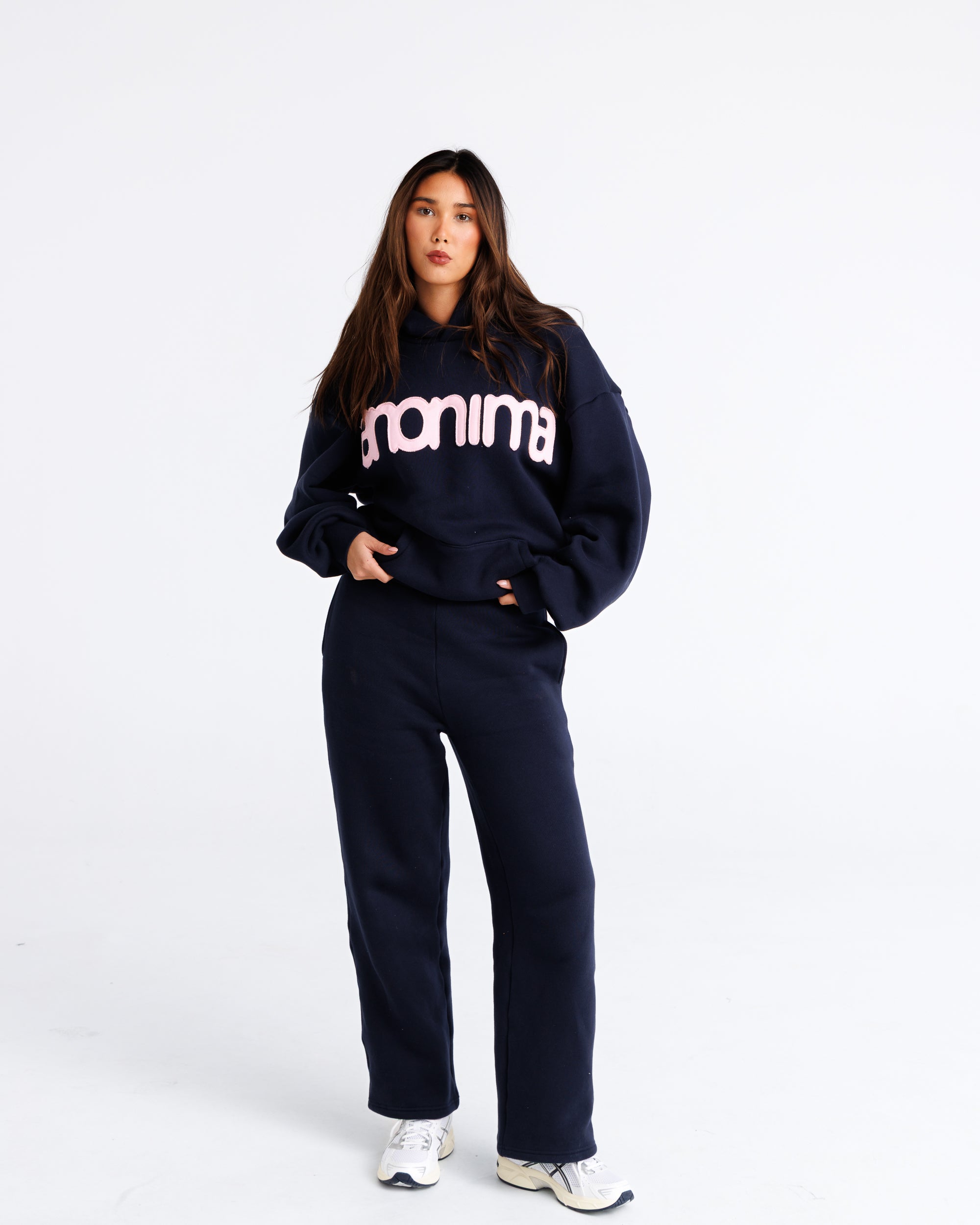 Headline Hood - Navy and Soft Pink