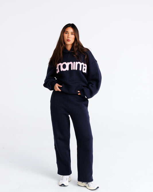 Headline Hood - Navy and Soft Pink