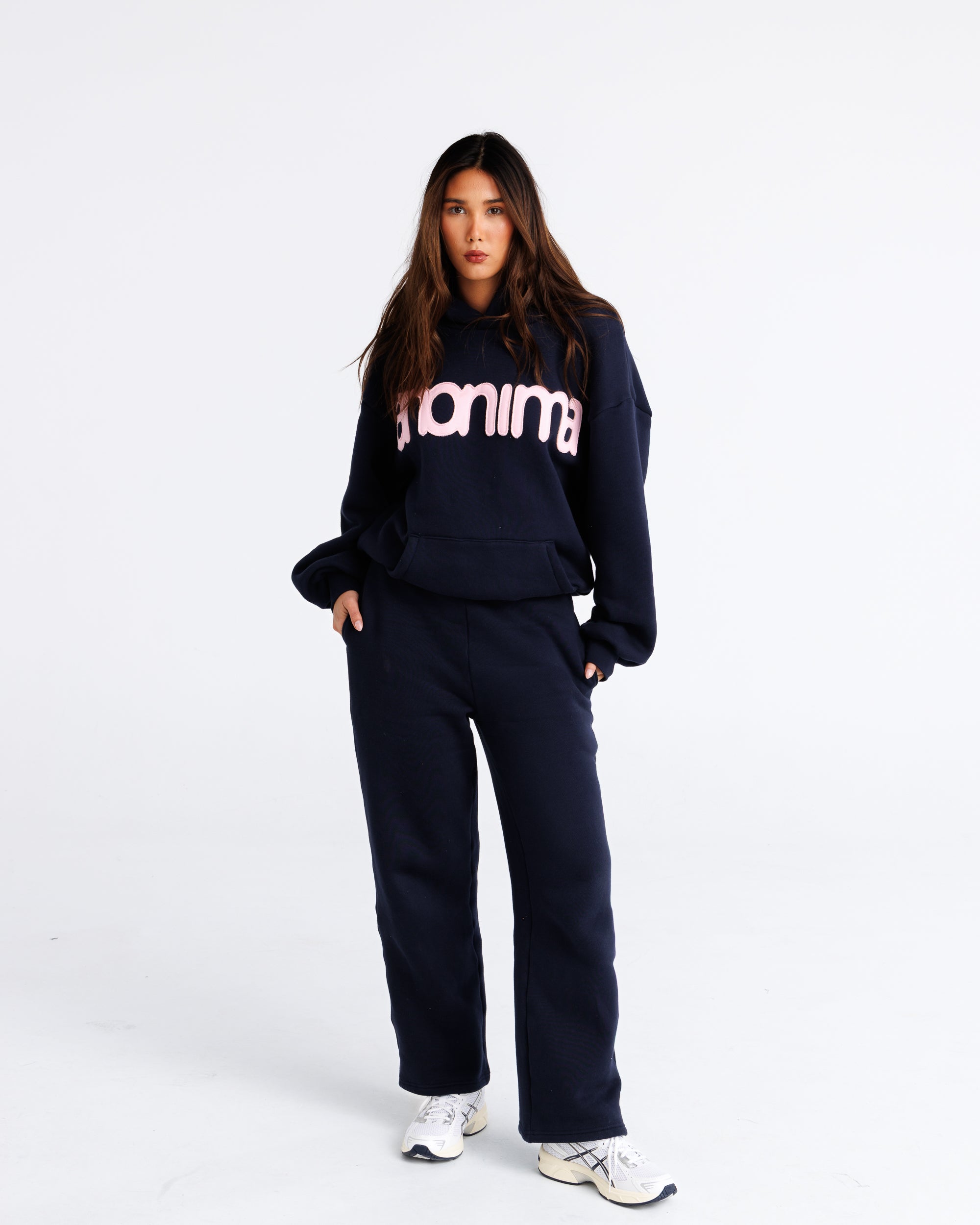 Headline Hood - Navy and Soft Pink