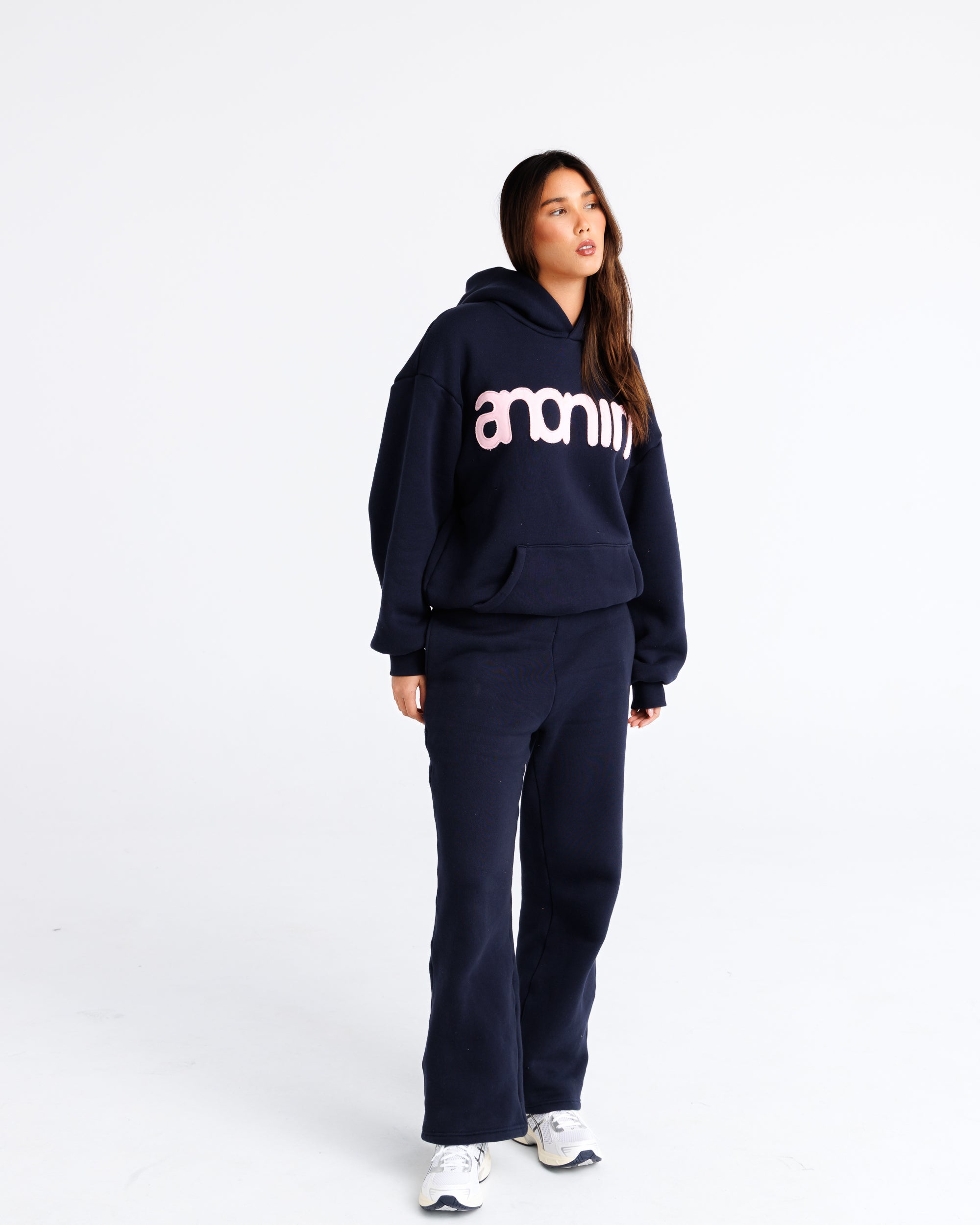 Headline Hood - Navy and Soft Pink