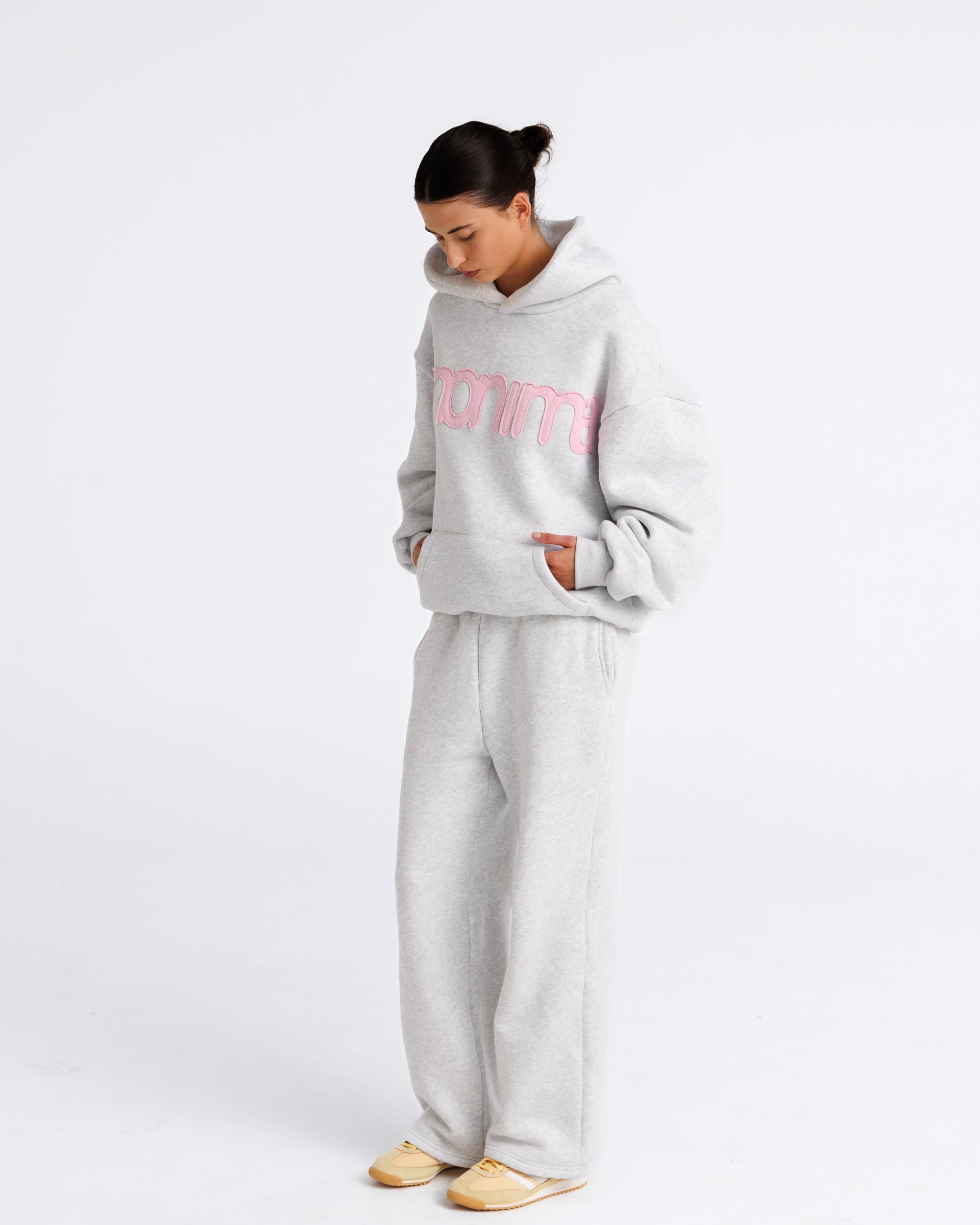 Headline Hood - Heather Grey and Soft Pink
