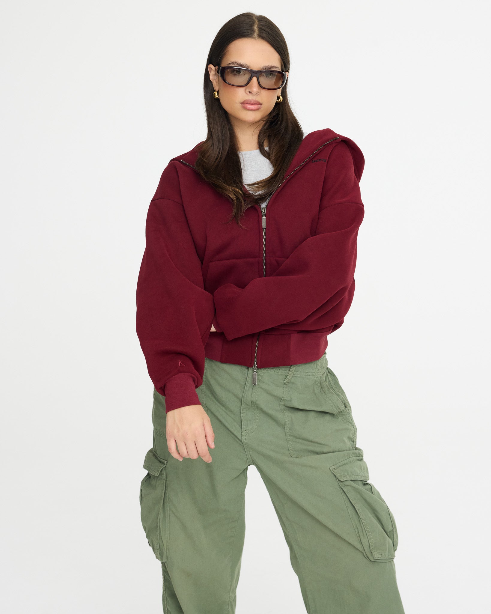 Anonima Zip-Up Hood - Velvet Wine
