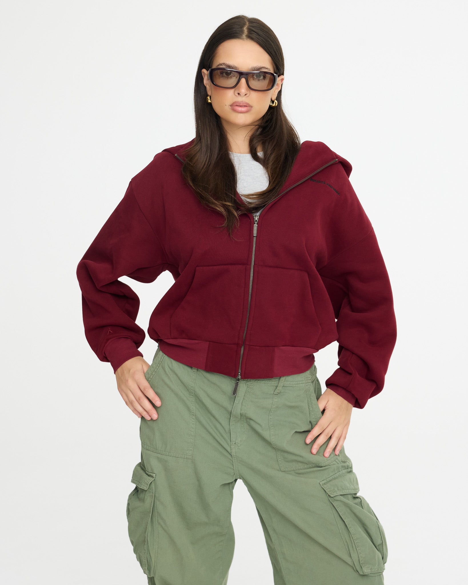 Anonima Zip-Up Hood - Velvet Wine