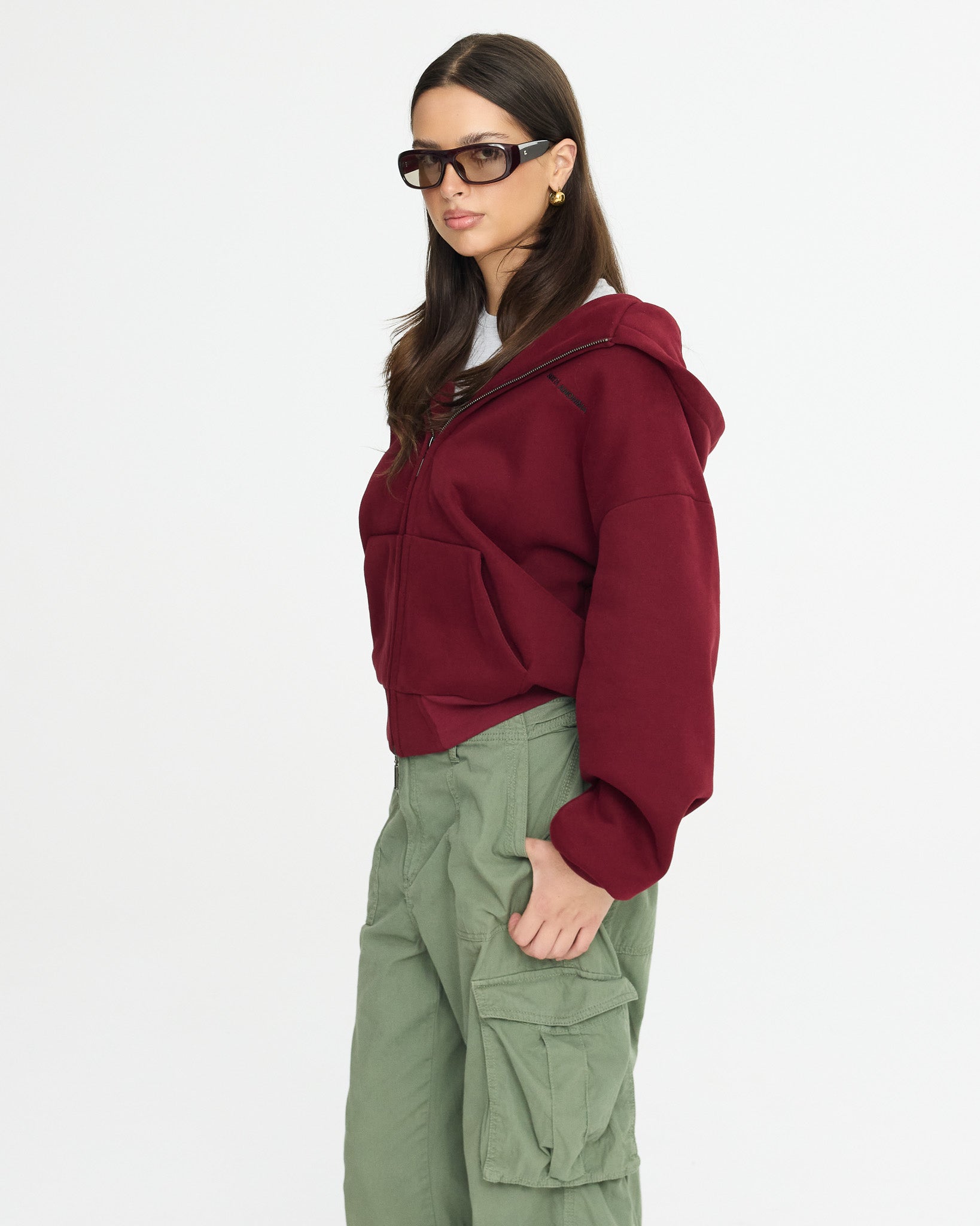Anonima Zip-Up Hood - Velvet Wine