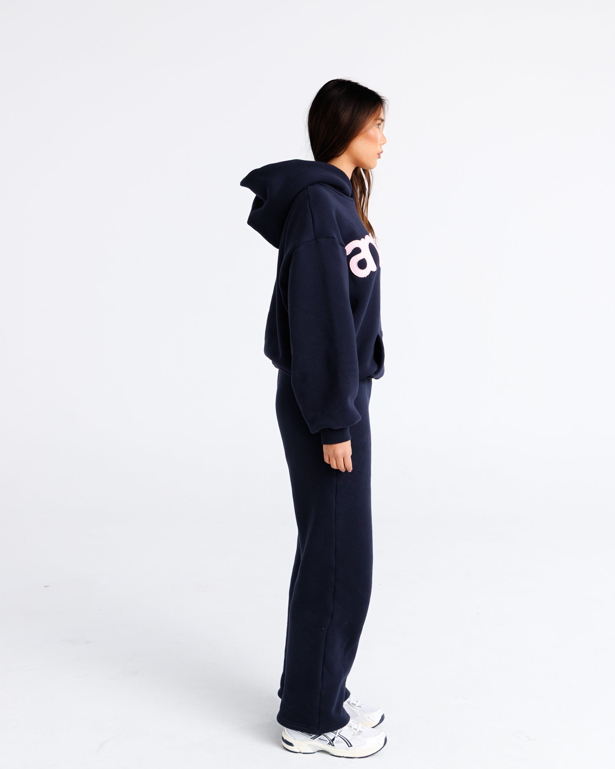 Headline Hood - Navy and Soft Pink