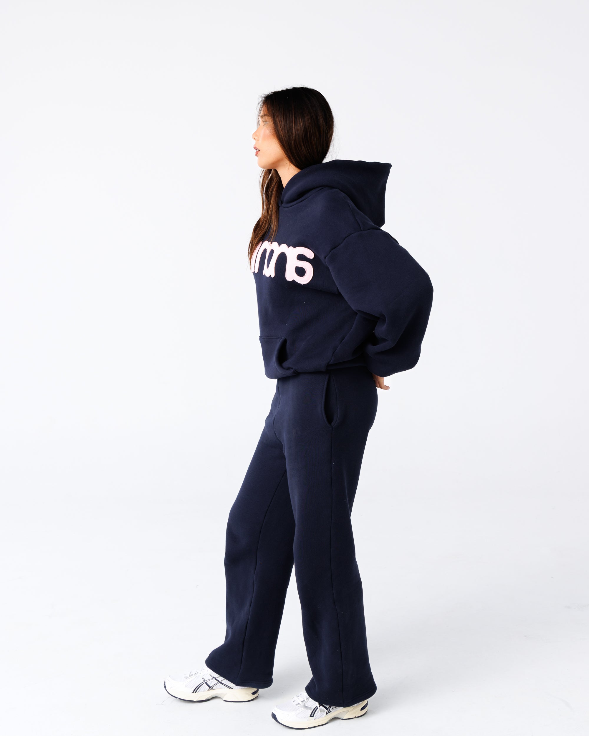 Headline Hood - Navy and Soft Pink