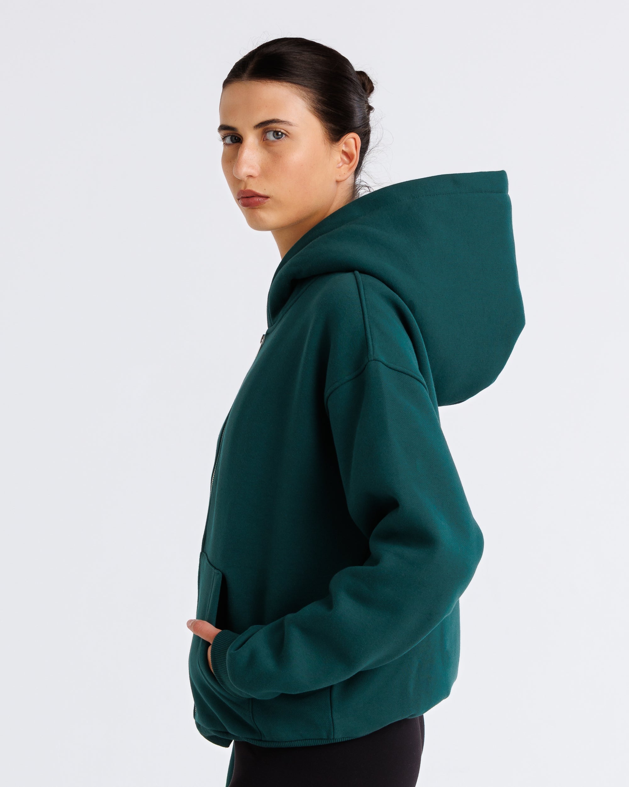 Heavyweight Zip-Up Hood British Racing Green