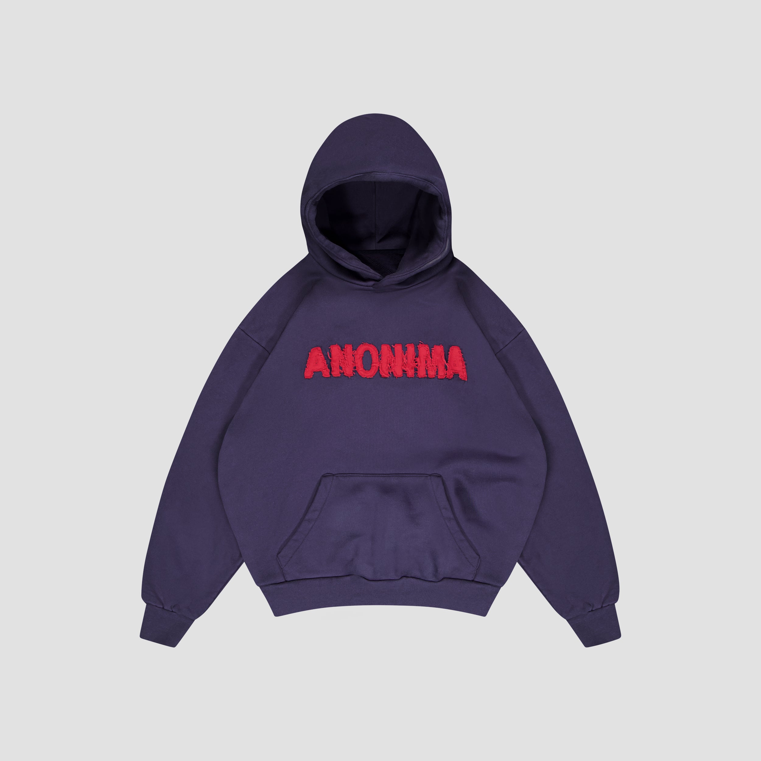 Navy Blue Anonima Hoodie in Flat Lay
