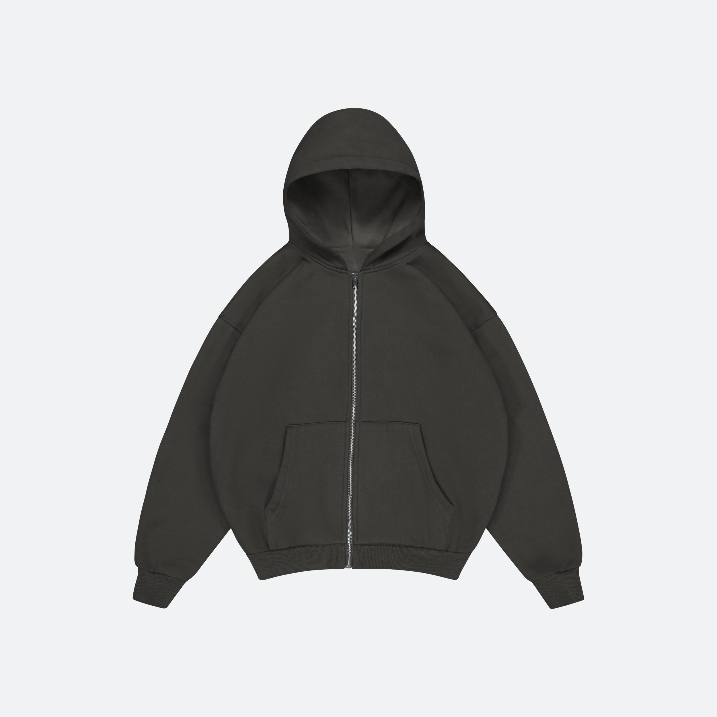 Black hoodie on a light gray background