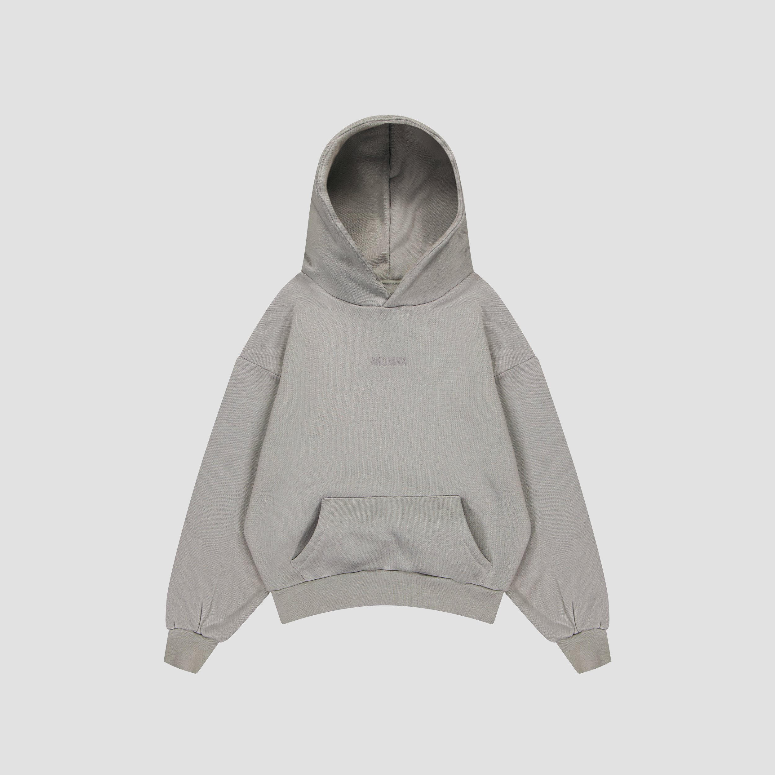 Flat Lay of Gray hoodie on a light gray background
